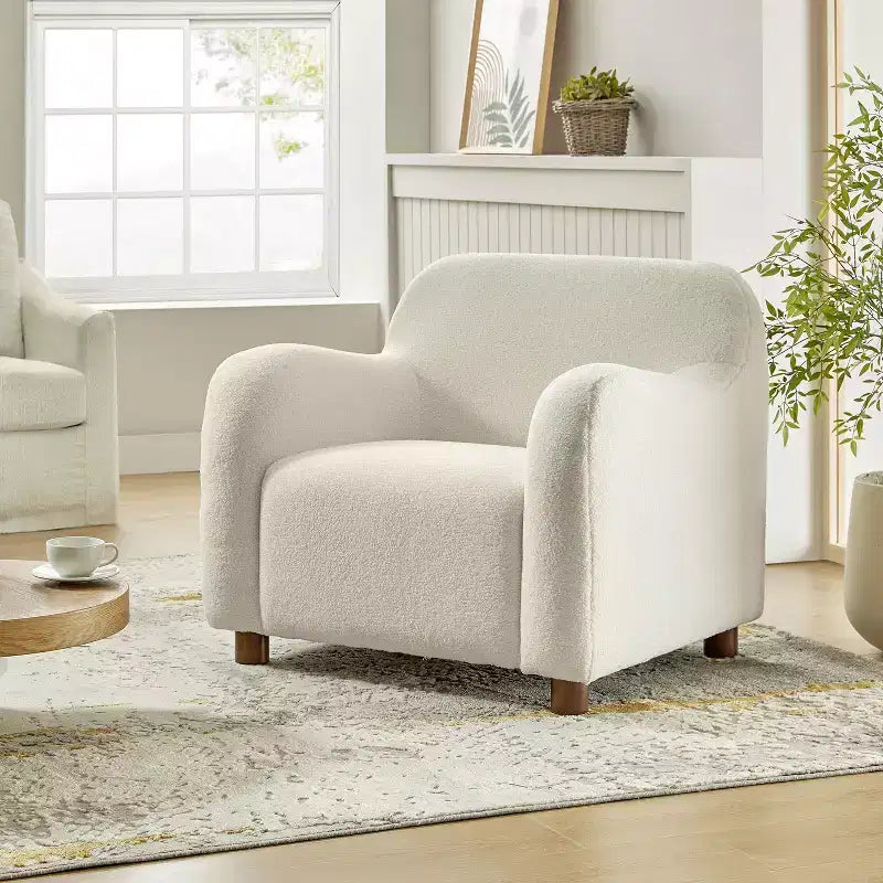 Fauteuil large rembourré en bouclette