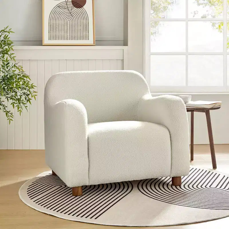 Fauteuil large rembourré en bouclette