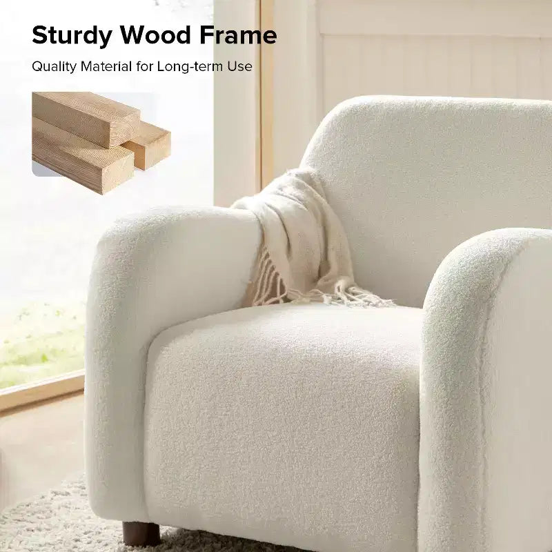 Fauteuil large rembourré en bouclette