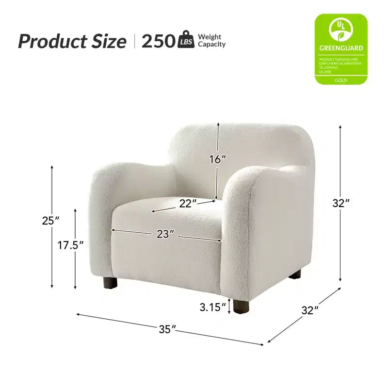 Fauteuil large rembourré en bouclette