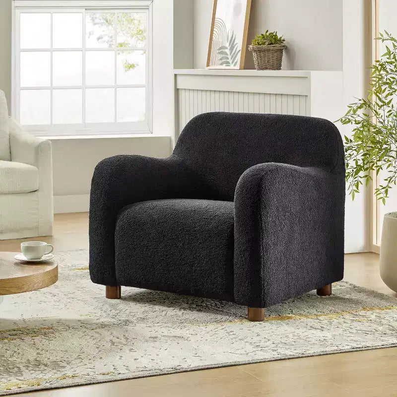 Fauteuil large rembourré en bouclette