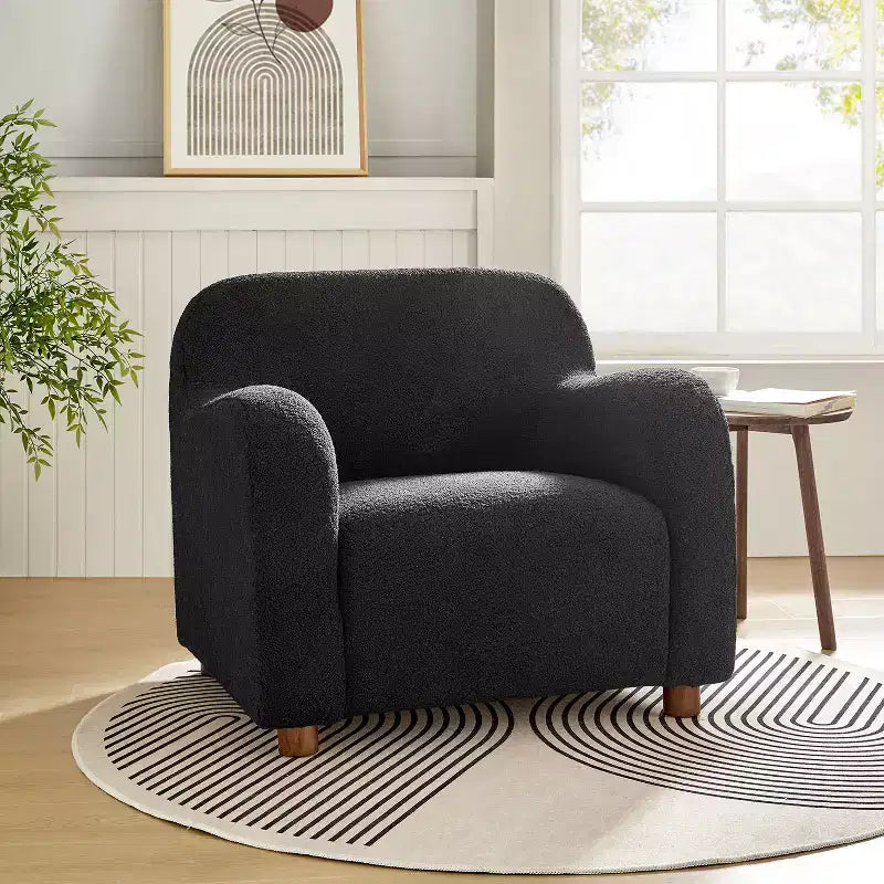 Fauteuil large rembourré en bouclette