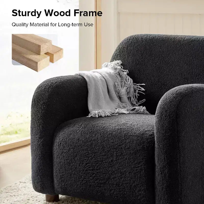 Fauteuil large rembourré en bouclette