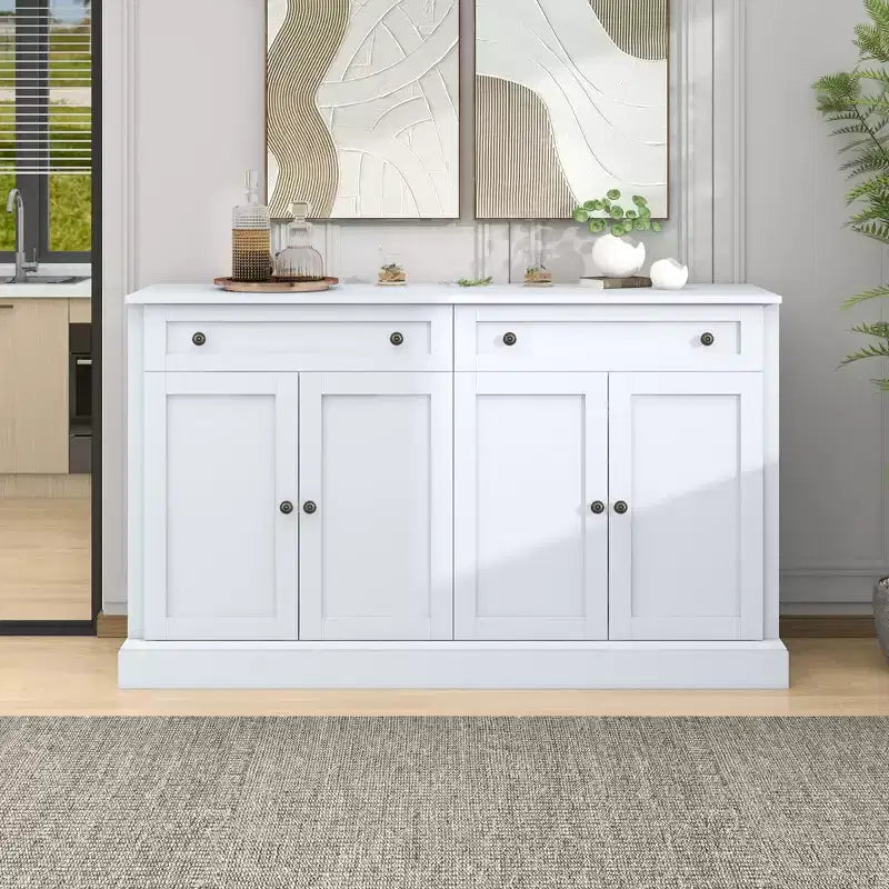 Whisen Retro 4-door Sideboard with 2 Drawers and Adjustable Shelves for Dining Room, Living Room