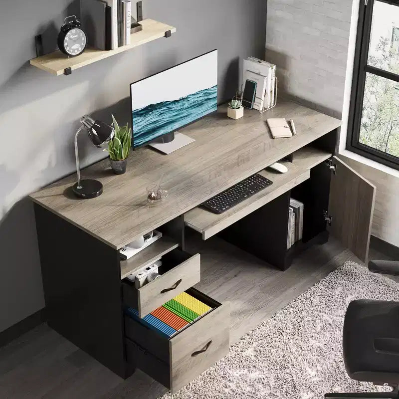 Bureau d'ordinateur avec tiroirs