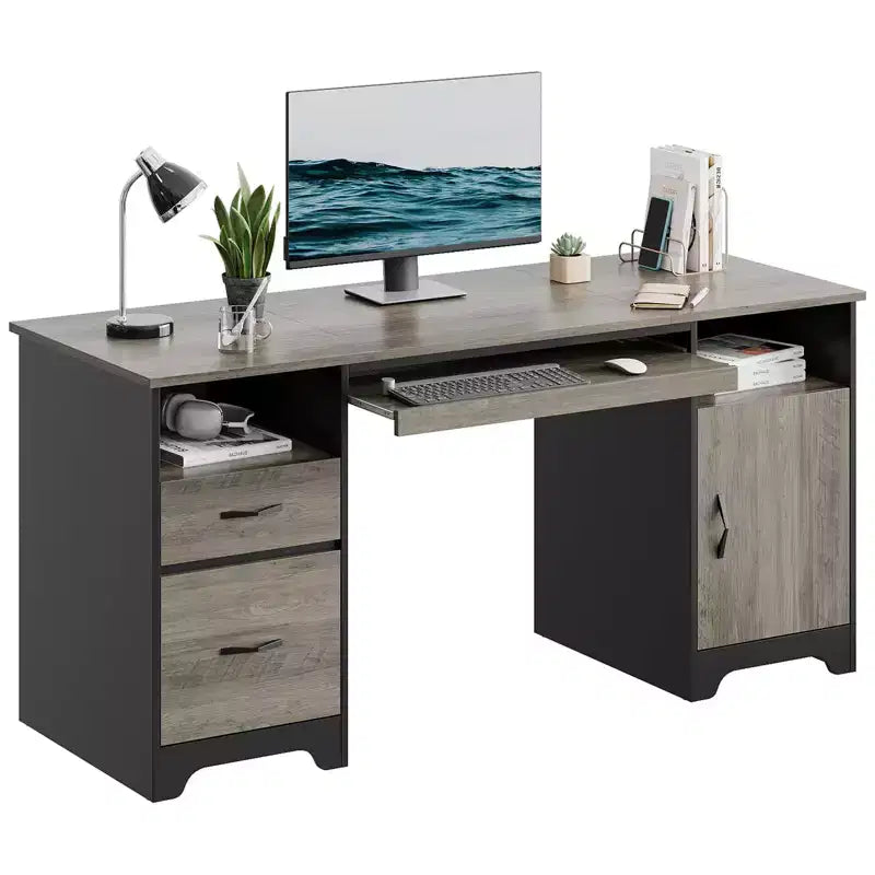 Bureau d'ordinateur avec tiroirs
