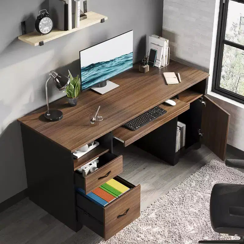 Bureau d'ordinateur avec tiroirs