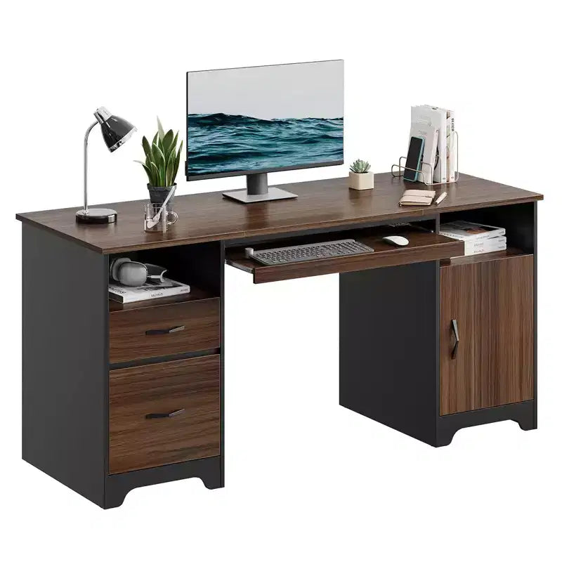 Bureau d'ordinateur avec tiroirs