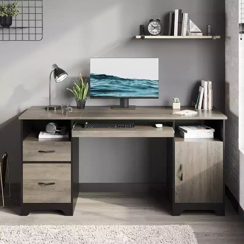 Bureau d'ordinateur avec tiroirs