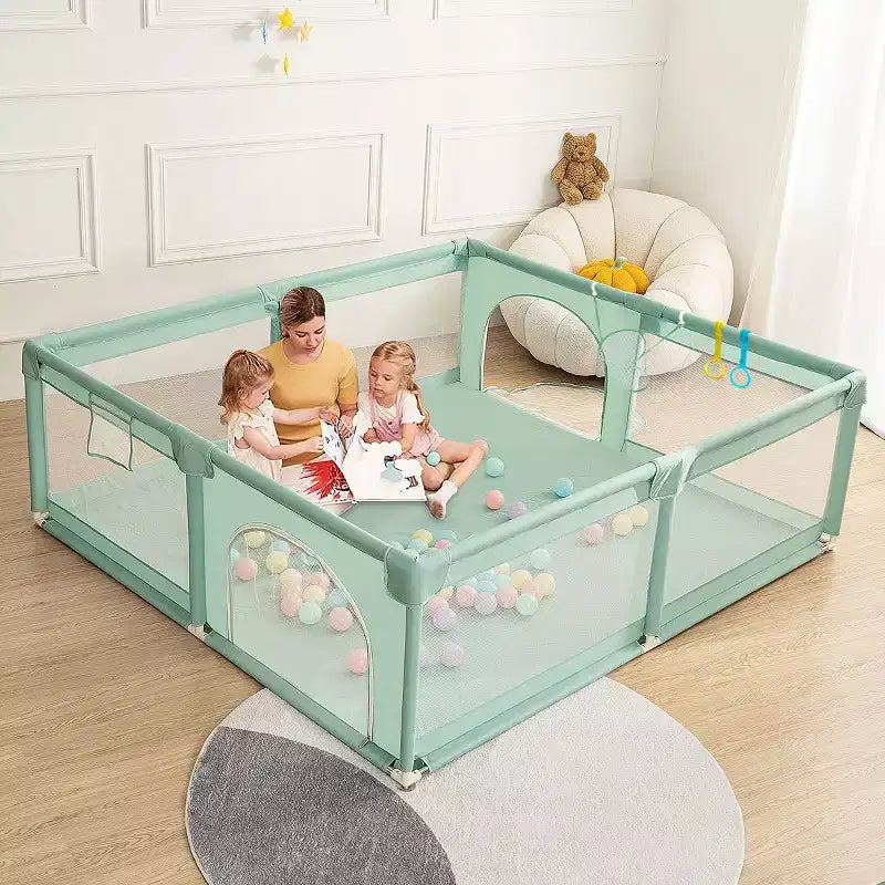 GOTGELIF 79x71 4-Panel Baby Playpen Spacious & Secure Portable Playard