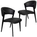 LeisureMod Aspen Series Upholstered Dining Chairs Set of 2 Leather Seats with Black Iron Frame and Legs, Modern Kitchen, Dining Room, Cafe Seating