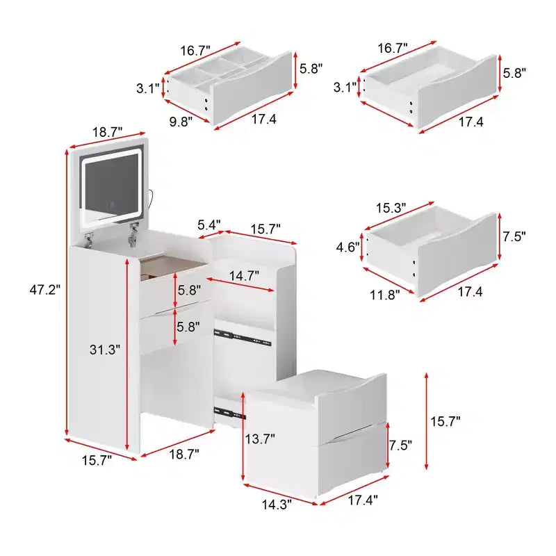 Table de maquillage pliable blanche