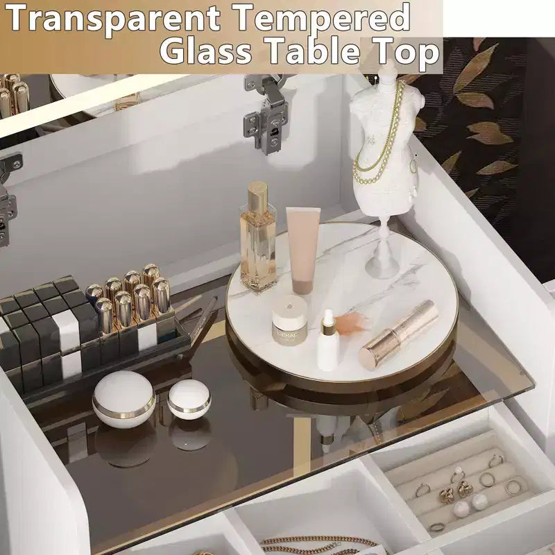 Table de maquillage pliable blanche