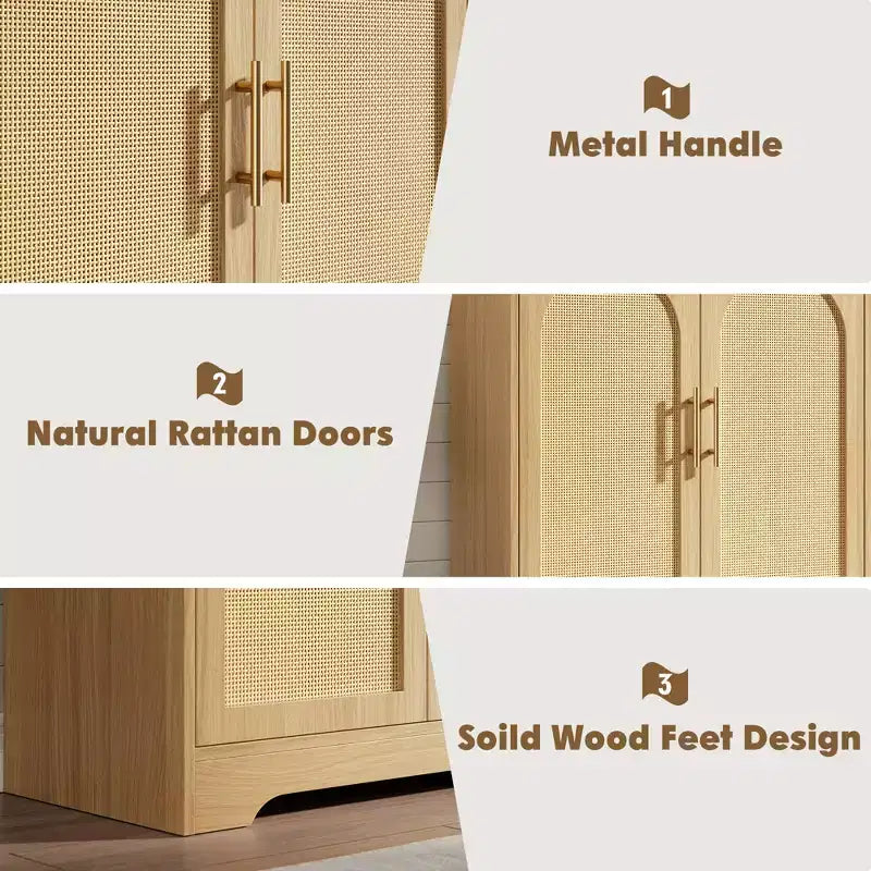 Meuble bas en rotin avec portes