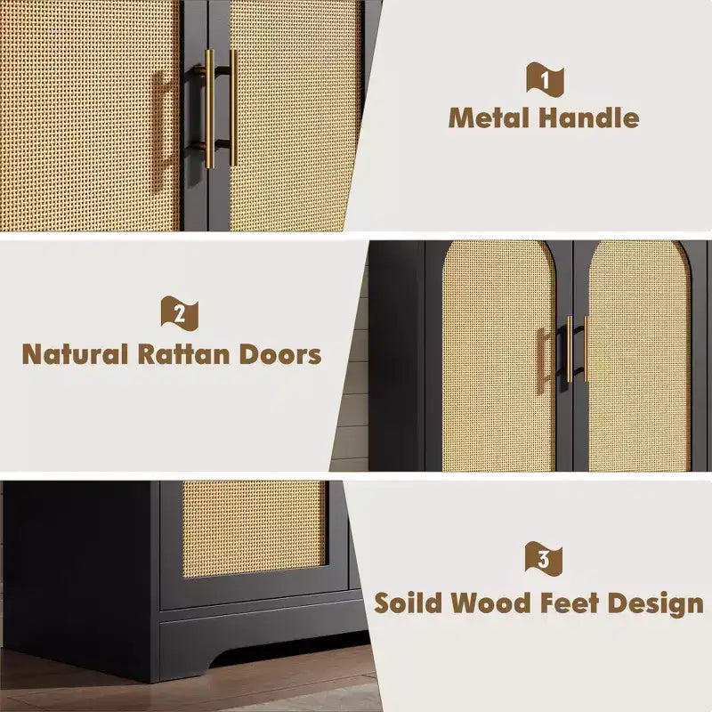 Meuble bas en rotin avec portes