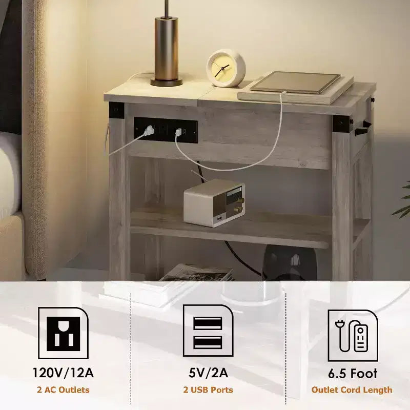 Table d'appoint avec station de recharge