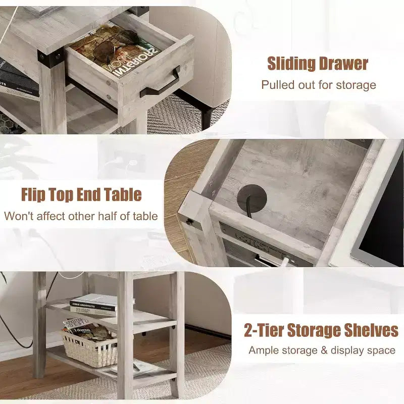 Table d'appoint avec station de recharge