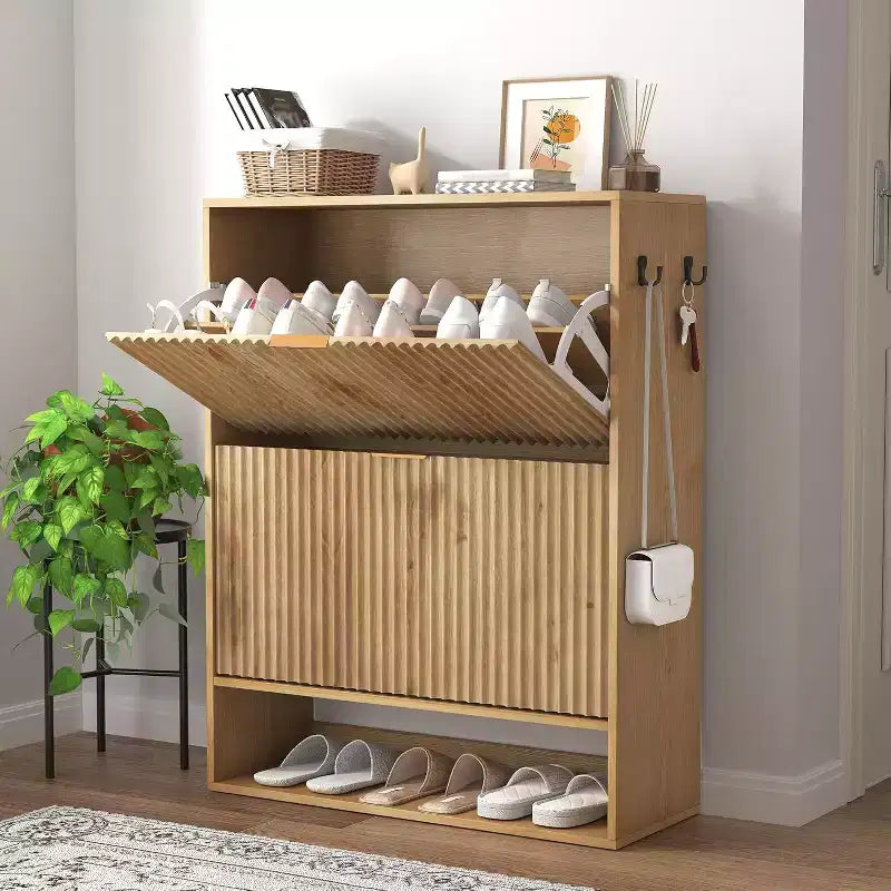 Meuble à chaussures étroit cannelé