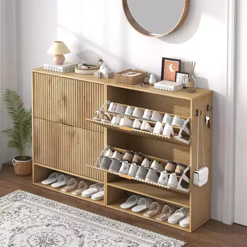 Meuble à chaussures étroit cannelé