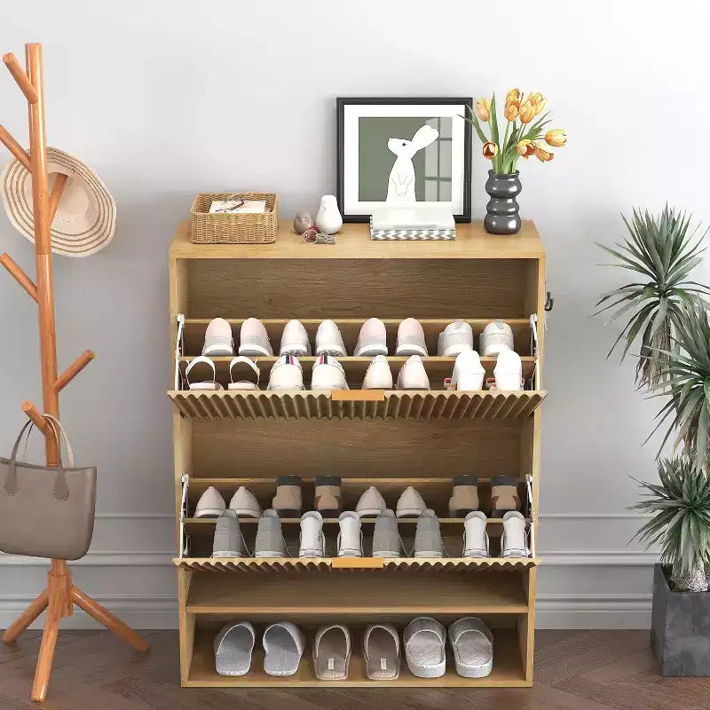 Meuble à chaussures étroit cannelé