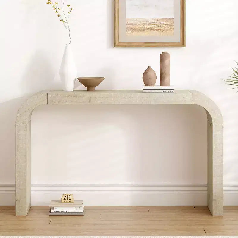 TUYOHW 52 Modern Console Table,Slim Entryway Table with Sleek Curved Lines,Sturdy Narrow Sofa Side Table for Hallway,Living Room,Entryway
