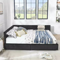 MAYEERTY Queen Size Storage Upholstered Tufted Bed Frame with Backrest and Armrests for Bedroom Black