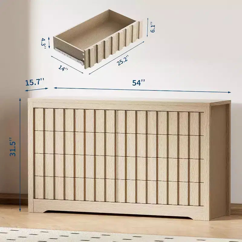 Tiroirs de commode cannelés