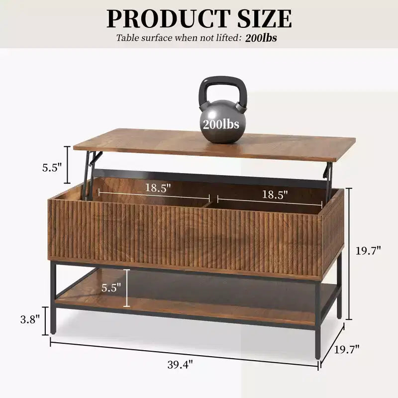 Table basse relevable rectangulaire