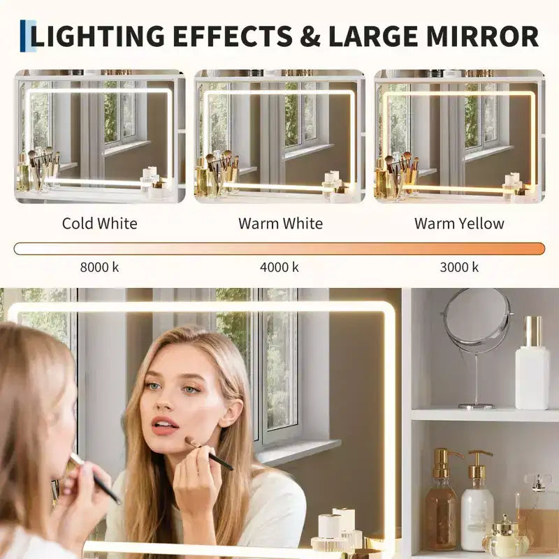 Coiffeuse avec miroir et lumières