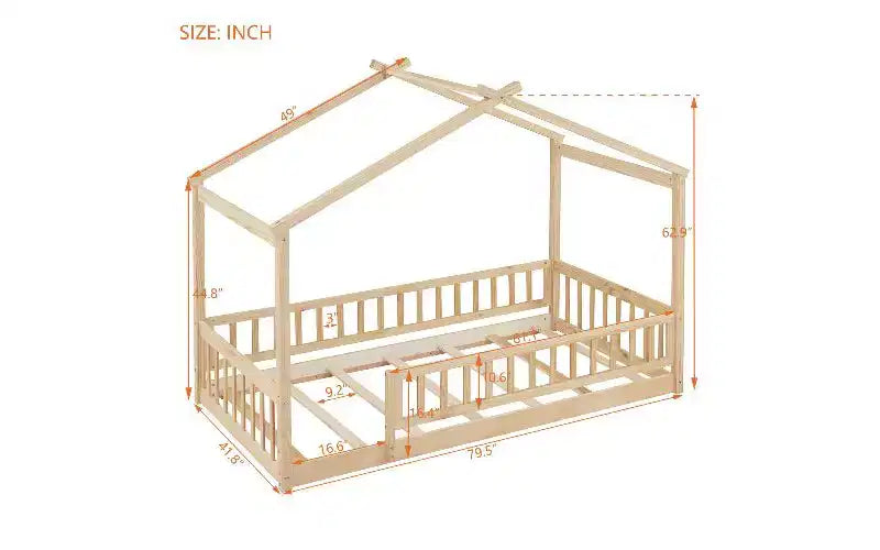 Lit de jeu et de couchage moderne pour enfant, taille double